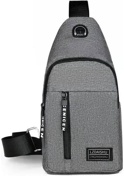 Gri Göğüs Çantası Moda Yeni Düz Renk Erkek Göğüs Çantası Açık Rahat Moda Bir Omuz Crossbody Çanta (Yurt Dışından)