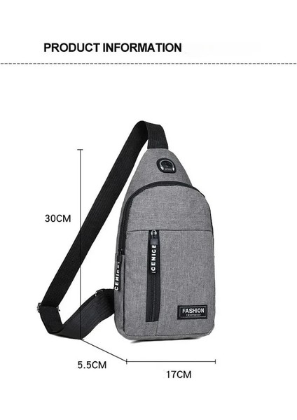 Gri Göğüs Çantası Moda Yeni Düz Renk Erkek Göğüs Çantası Açık Rahat Moda Bir Omuz Crossbody Çanta (Yurt Dışından) modelleri