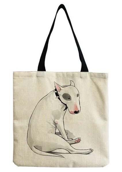 HM4436 Köpek Çantası Renk Boyama Komik Bull Terrier Köpek Baskı Alışveriş Çantaları Kadın Moda Tote Bayanlar Rahat Çanta Okul Seyahat Omuz Çantası (Yurt Dışından)