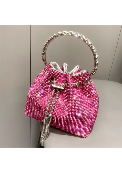 Gökkuşağı Orta Çantalar ve Çanta Çanta Kadınlar Için Lüks Tasarımcı Kova Debriyaj Çanta Akşam Ziyafet Çanta Kristal Rhinestone Omuz Çantaları (Yurt Dışından) fiyatları