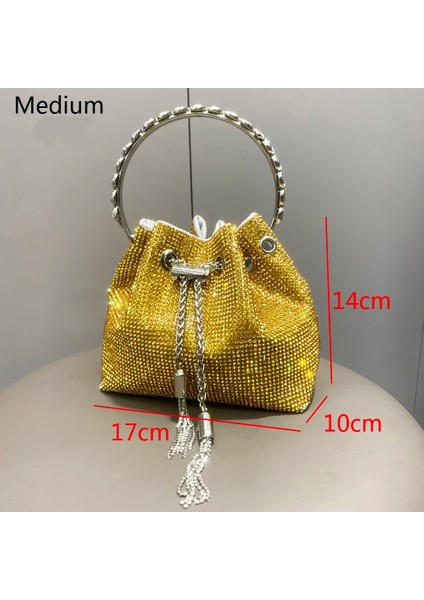 Gökkuşağı Orta Çantalar ve Çanta Çanta Kadınlar Için Lüks Tasarımcı Kova Debriyaj Çanta Akşam Ziyafet Çanta Kristal Rhinestone Omuz Çantaları (Yurt Dışından) modelleri