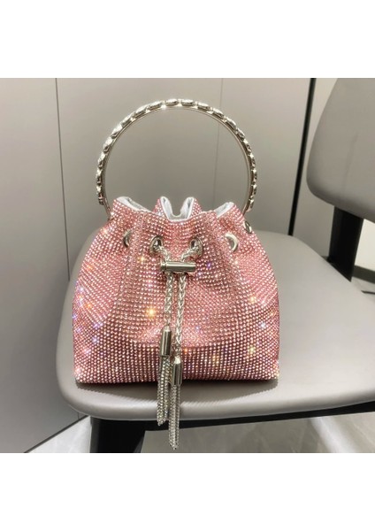 Gökkuşağı Orta Çantalar ve Çanta Çanta Kadınlar Için Lüks Tasarımcı Kova Debriyaj Çanta Akşam Ziyafet Çanta Kristal Rhinestone Omuz Çantaları (Yurt Dışından) indirimleri