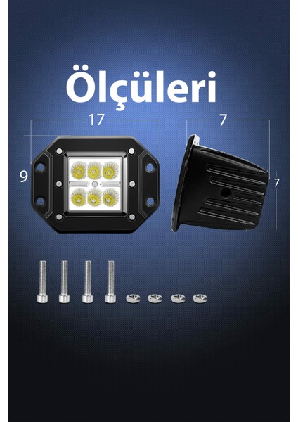 Off Road 4 Ledli Gömme Beyaz Sis Lambası Uyumlu 12-24 Volt 1 Adet