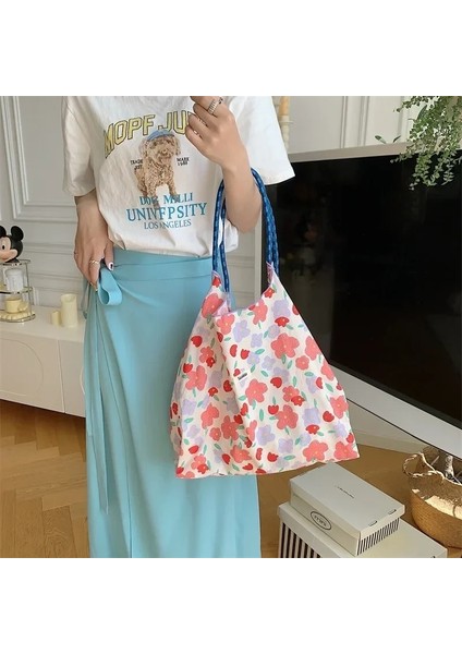 Paeonia Lutea Moda Paketi Çanta Büyük Çiçek Renk Özellikleri Çok Yönlü Kanvas Omuz Çantası Büyük Kapasiteli Rahat Çanta Bayan Alışveriş Çantası (Yurt Dışından) modelleri