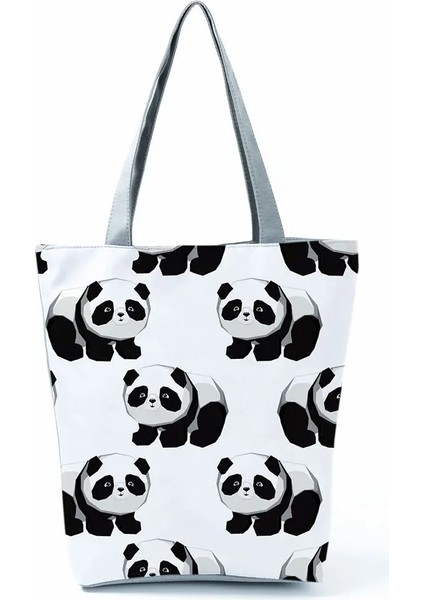 HL5793 Panda Çin Panda Baskılı Çanta Eko Yeniden Kullanılabilir Yüksek Kapasiteli Katlanabilir Alışveriş Çantaları Sevimli Karikatür Hayvan Kadın Açık Seyahat Tote (Yurt Dışından) modelleri