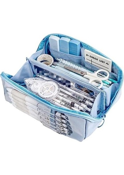 Oppoverd 8 Bölmeli Büyük Kapasiteli Kalem Kutusu - Mavi (Yurt Dışından)