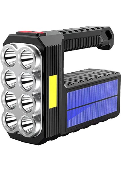 Go Biz W5117 Sınır Ötesi Güçlü El Feneri Güneş Şarj Edilebilir Çok Fonksiyonlu Süper Parlak Taşınabilir LED Açık Projektör USB Şarjlı El Feneri LED Kamp Lambası Reflektör Yurt Dı (Yurt Dışından)