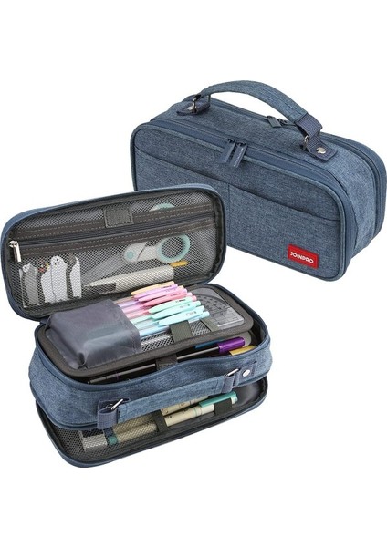 Oppoverd Çift Fermuarlı Büyük Kapasiteli Kalem Kutusu - Siyah (Yurt Dışından)