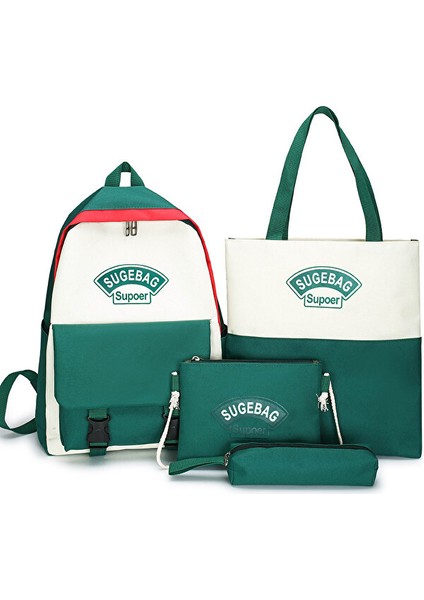 Dlloer Dört Parça Çift Renkli Sırt Çantası (Yurt Dışından)