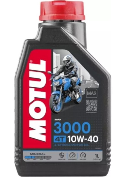 Motul 3000 10W40 4t 1 Litre Motosiklet Yağı Üretim YILI:2023 (Yurt Dışından)