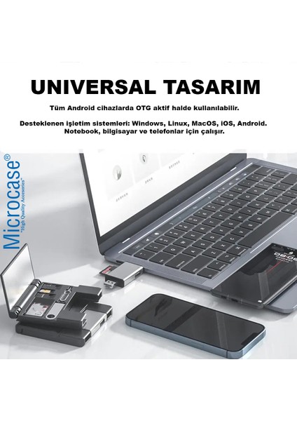 Otg 7 In 1 Lightning Type C USB Micro USB Hafıza Kart Okuyucu AL4218