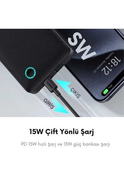 Çift Yönlü Super Hızlı 15W 10000MAH Powerbank Ultra Hafif Huawei Samsug Xiaomi Iphone Powerbank