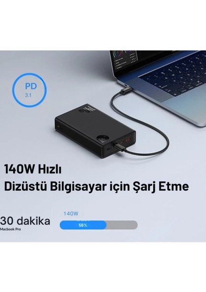 Dijital LED Göstergeli Mega Hızlı 140W 24000MAH Powerbank Telefon Macbook Laptop Şarj Cihazı