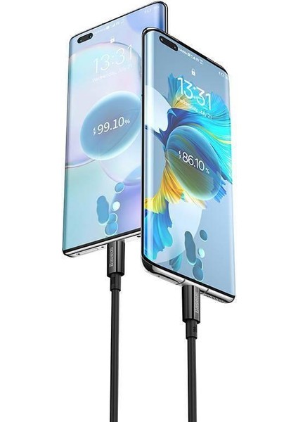 1mt 6A 100W Mega Hızlı USB To Type C Şarj ve Data Kablosu, Akım ve Isı Korumalı Type C Kablo