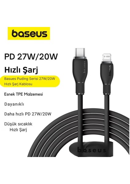 Süper Hızlı 1.2mt 20W Type-C To Iphone Şarj Kablosu, Akım ve Isı Korumalı, Esnek Kopmaz Bozulmaz Kablo