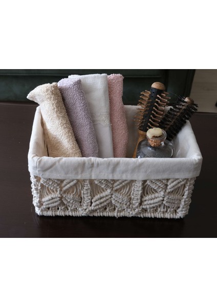 Makrome Sepet - Küçük Boy Çok Amaçlı Organizer - Banyo Sepeti - Örgü Sepeti - Gazete ve Dergilik modelleri