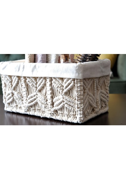 Makrome Sepet Büyük ve Orta Boy- Çok Amaçlı Organizer - Banyo Sepeti - Örgü Sepeti - Gazete ve Dergilik modelleri