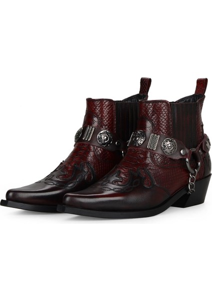 Bordo Deri Kadın Kovboy Bot fiyatları