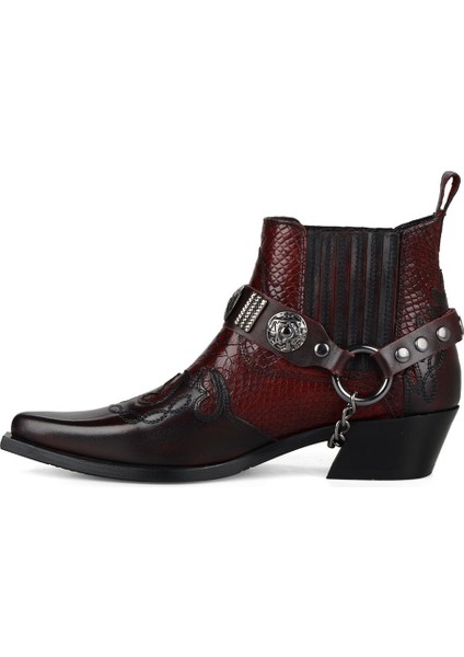 Bordo Deri Kadın Kovboy Bot indirimleri