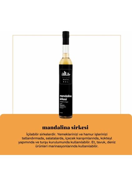 Alta Naturel Doğal Fermantasyon Mandalina Sirkesi 500 ml