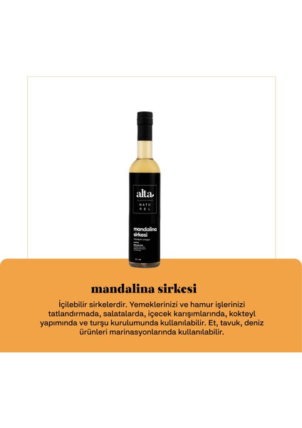 Alta Naturel Doğal Fermantasyon Mandalina Sirkesi 250 ml