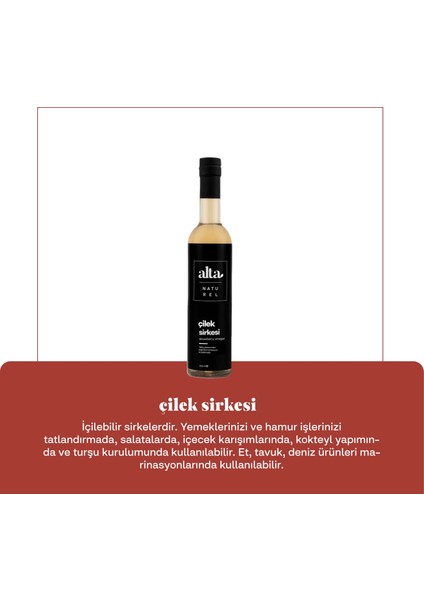 Doğal Fermantasyon Çilek Sirkesi 250 ml fiyatları