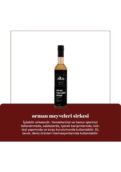 Alta Naturel Doğal Fermente Orman Meyveleri Sirkesi 250ML