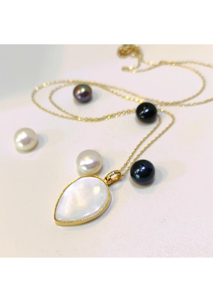 Sedef Taşlı Kolye 14 Ayar Altın HD VİDEOLU