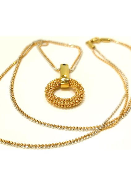 Halka Çİft Zincirli Kolye 14 Ayar Altın 4K VİDEOLU fiyatları