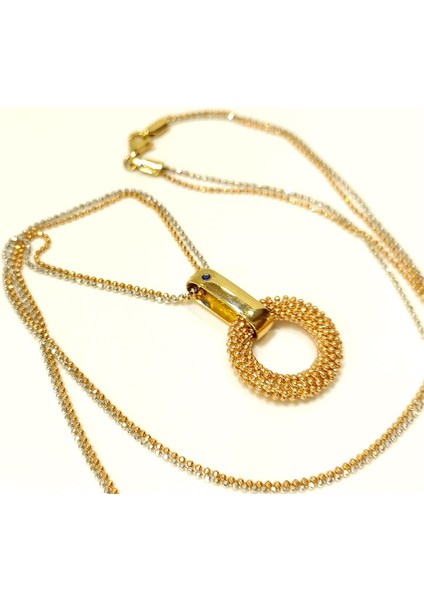 Halka Çİft Zincirli Kolye 14 Ayar Altın 4K VİDEOLU modelleri