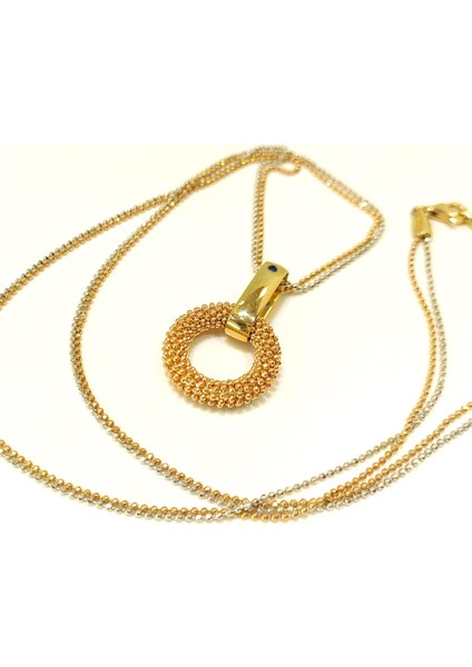 Halka Çİft Zincirli Kolye 14 Ayar Altın 4K VİDEOLU fırsatları