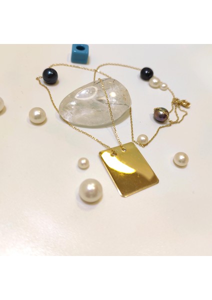 21mm Dik Dörtgen Levha Kolye 14 Ayar Altın HD VİDEOLU fiyatları