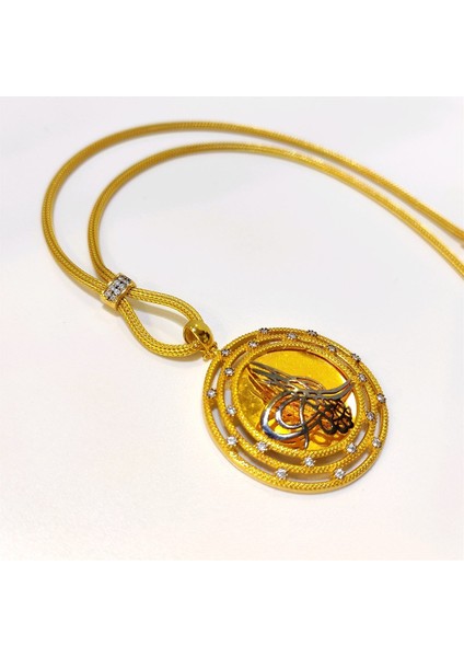 Turğralı Kazze Örgü Zincirli Kolye 14 Ayar Altın 4K VİDEOLU