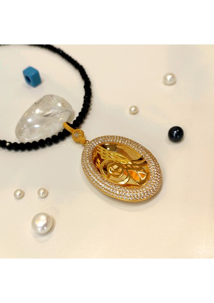 Oval Tuğralı Kolye 14 Ayar Altın HD VİDEOLU modelleri