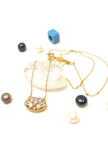 Dağınık Taşlı Kolye 14 Ayar Altın HD VİDEOLU