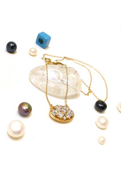 Dağınık Taşlı Kolye 14 Ayar Altın HD VİDEOLU modelleri