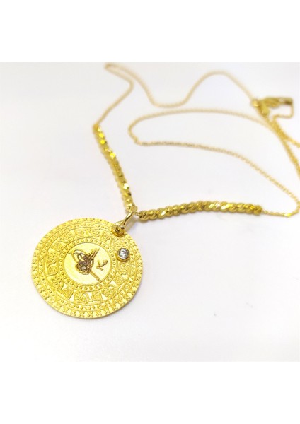 Otantik Tuğralı Kolye 14 Ayar Altın