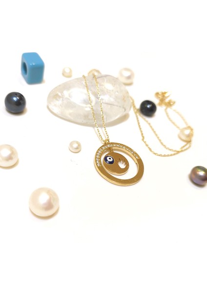 Doğum Hediyesi Bebek Eli Gözlü Kolye 14 Ayar Altın HD VİDEOLU fiyatları