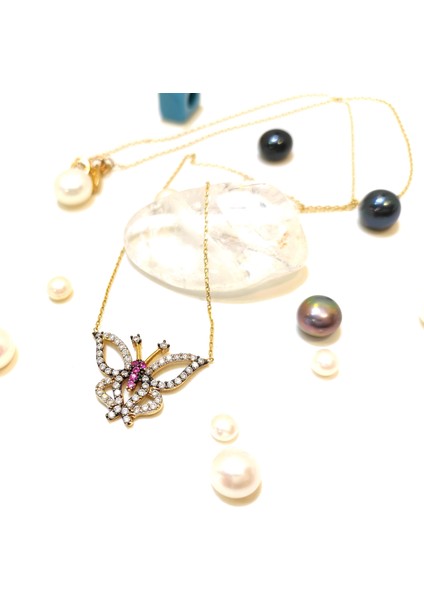 Kelebek Kolye 14 Ayar Altın HD VİDEOLU