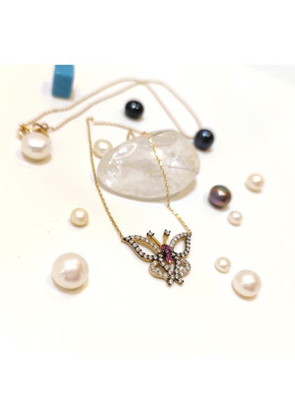 Kelebek Kolye 14 Ayar Altın HD VİDEOLU modelleri