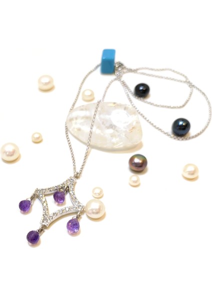 Ametis Taşlı Kolye 14 Ayar Altın HD VİDEOLU