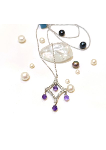 Ametis Taşlı Kolye 14 Ayar Altın HD VİDEOLU modelleri