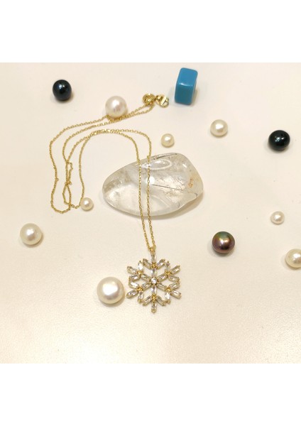 Baget Taşlı Kar Tanesi Kolye 14 Ayar Altın HD VİDEOLU modelleri