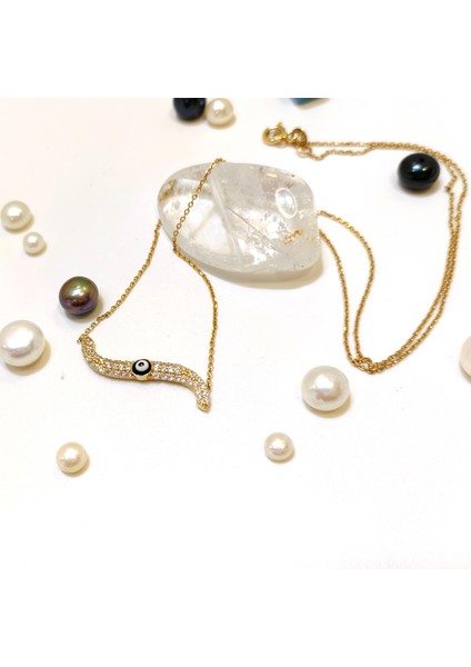 Göz Boncuklu Bumerang Su Yolu Kolye 14 Ayar Altın HD VİDEOLU modelleri