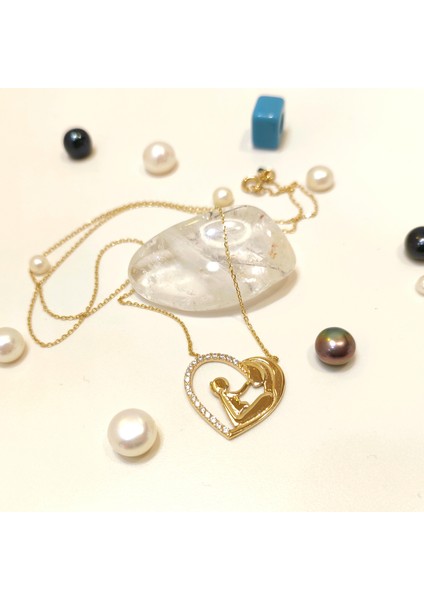 anne ve Bebek Kalp Kolye 14 Ayar Altın HD VİDEOLU