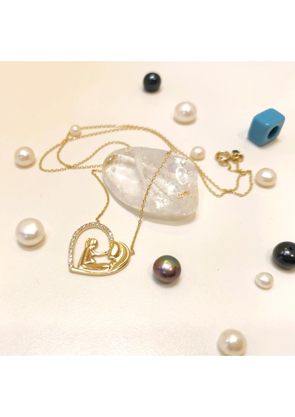 anne ve Bebek Kalp Kolye 14 Ayar Altın HD VİDEOLU modelleri