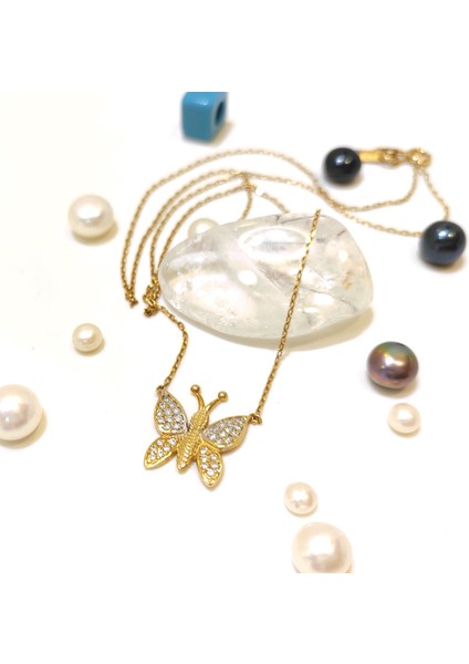 Kelebek Kolye 14 Ayar Altın HD VİDEOLU