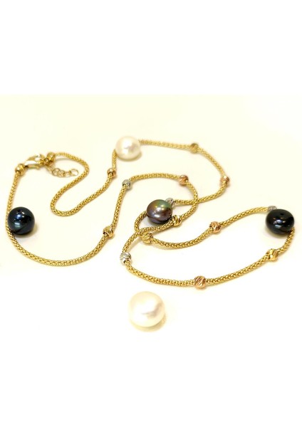 Dorika Toplu Popcorn Zincirli Kolye 14 Ayar Altın HD VİDEOLU