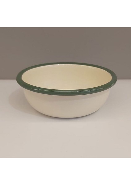 Emaye 12 cm Kase Krem Asker Yeşili