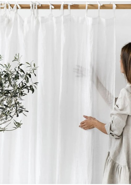 Boutique Curtain Keten Rustik Tül Perde Pilesiz